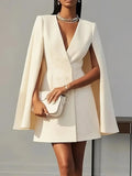 Commuter Double Breasted Shawl Cape Suit Dress