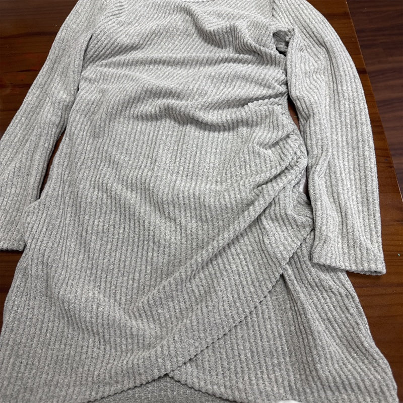 Elegant Asymmetric Hem Bodycon Mini Dress – Long Sleeve Slim Fit Office & Party Dress