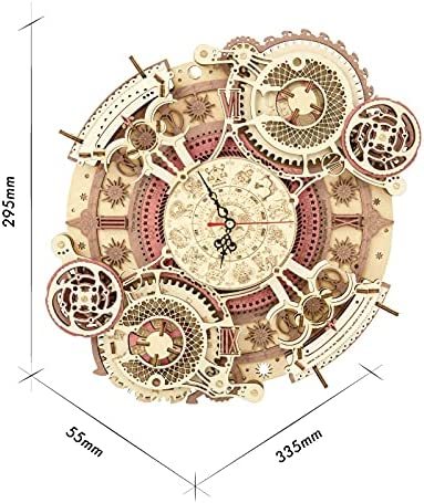 Zodiac Wall Clock 3D Wooden Puzzle Kit – DIY Mechanical Clock Model for Home Décor