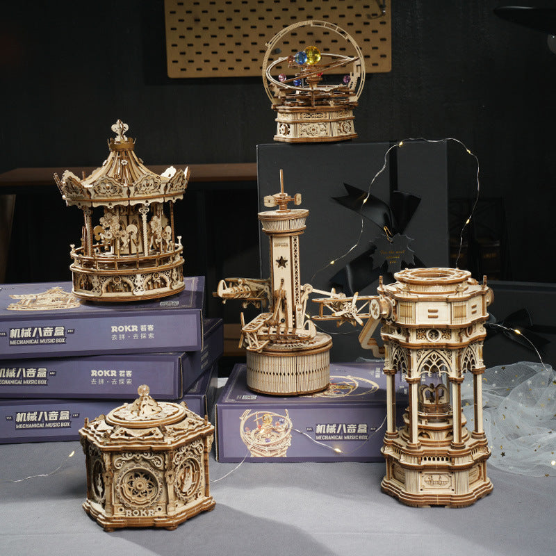 3D Wooden Puzzle Music Box Collection – DIY Mechanical Models & Decorative Gifts