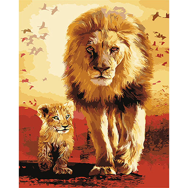 Parent-Child Lions Paint by Numbers Kit – Create, Relax & Connect  DIY Hand Painting By Numbers Oil Painting Unique Gift For Home Decor