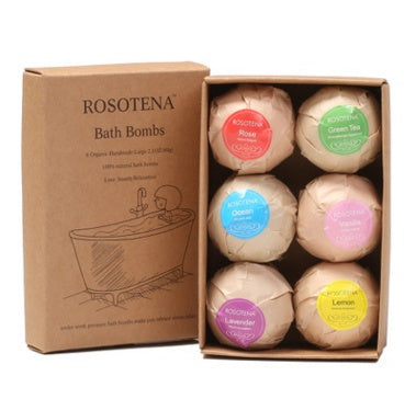 6 pcs Organic Bath Bombs Bubble Bath Mint Lavender Rose Aromatherapy Bath Bomb Set – Shea Butter & Essential Oils