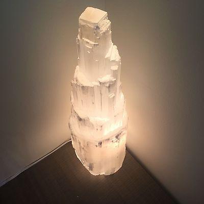 Selenite Crystal Skyscraper Lamp Prime | Mystic Mood