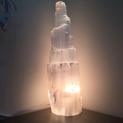 Selenite Crystal Skyscraper Lamp Prime | Mystic Mood