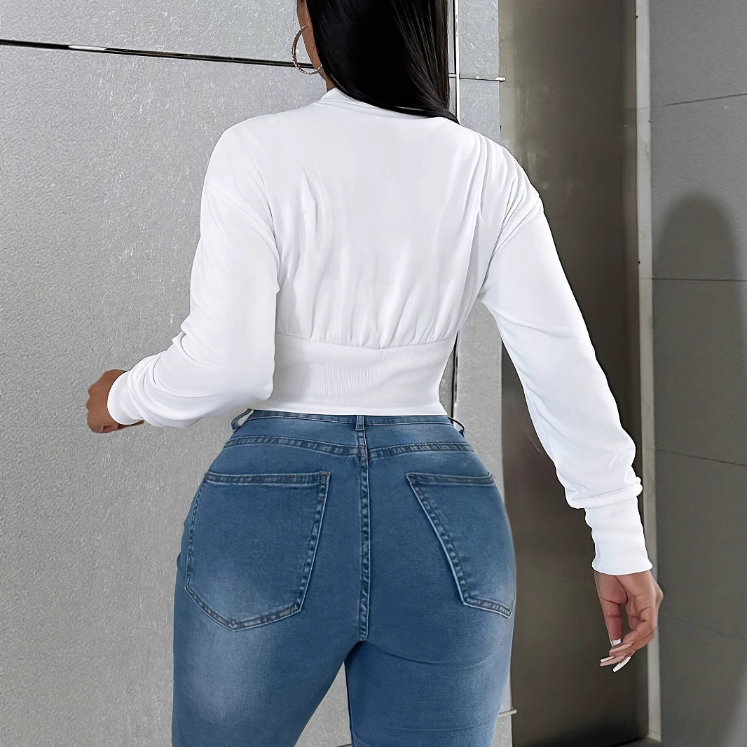 Elegant Button-Down Long Sleeve Blouse – Slim Fit Top in White, Pink & Rust Red