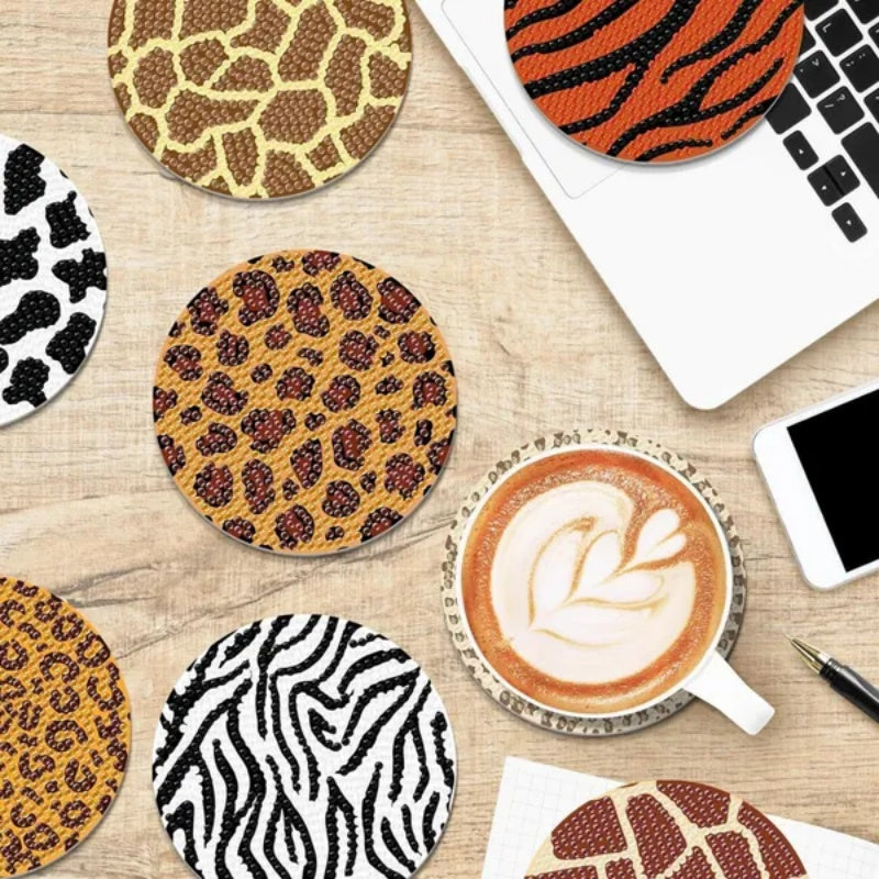 Wild Animals Rhinestone Art Coaster Kit – 8-Piece DIY Acrylic Diamond Painting Set
