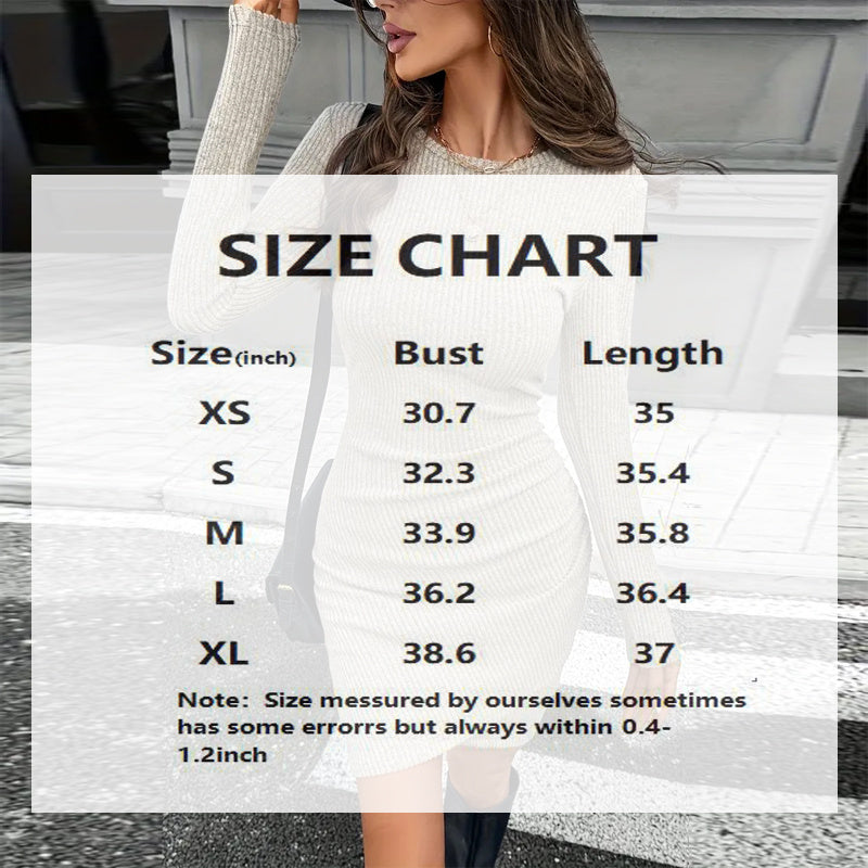 Elegant Asymmetric Hem Bodycon Mini Dress – Long Sleeve Slim Fit Office & Party Dress
