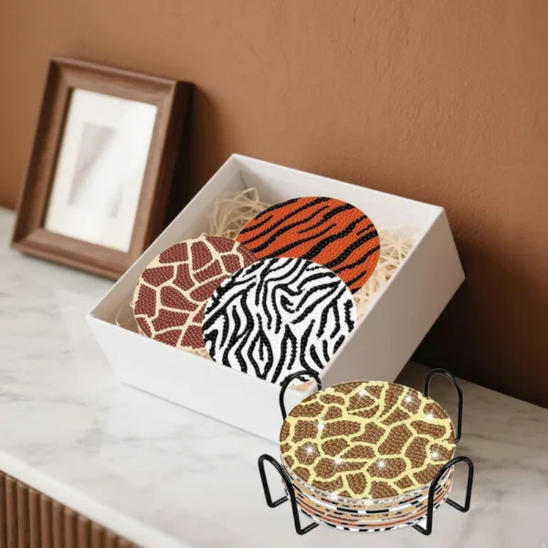 Wild Animals Rhinestone Art Coaster Kit – 8-Piece DIY Acrylic Diamond Painting Set