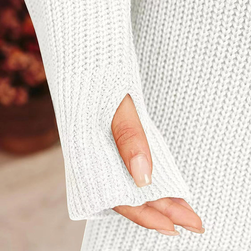 Cozy & Chic Turtleneck Sweater Mini Dress – Long Sleeve Knit Pullover for Fall