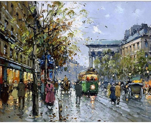 Modern Europe Avenue Canvas | Mystic Mood Evening City Art
