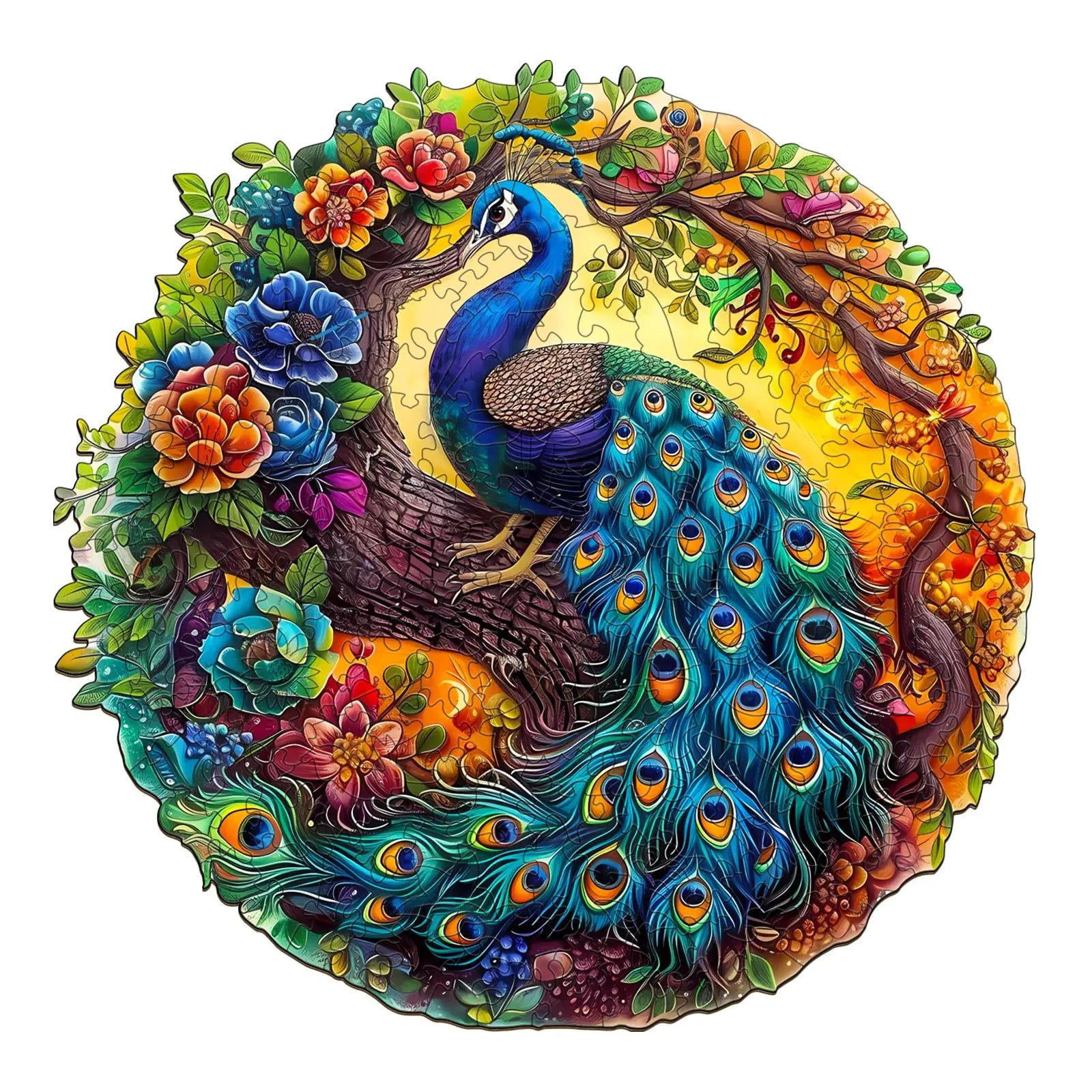Wooden Puzzles for Adults 300 Pieces Adult Puzzles Unique Peacock Puzzles Gifts for Puzzle Lover Wooden Puzzle Games (L-13.3 * 13.1in)