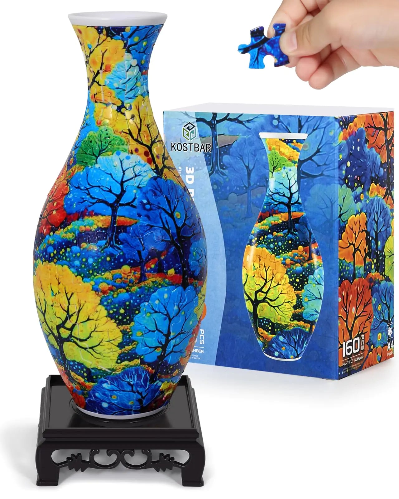 3D Puzzles for Adults 160 Pieces 3D Puzzle Vase for Flowers Unique Arts and Crafts for Adults Unique Housewarning Gifts for Women & Men Plastic Puzzle Vase for Home and Office Decor