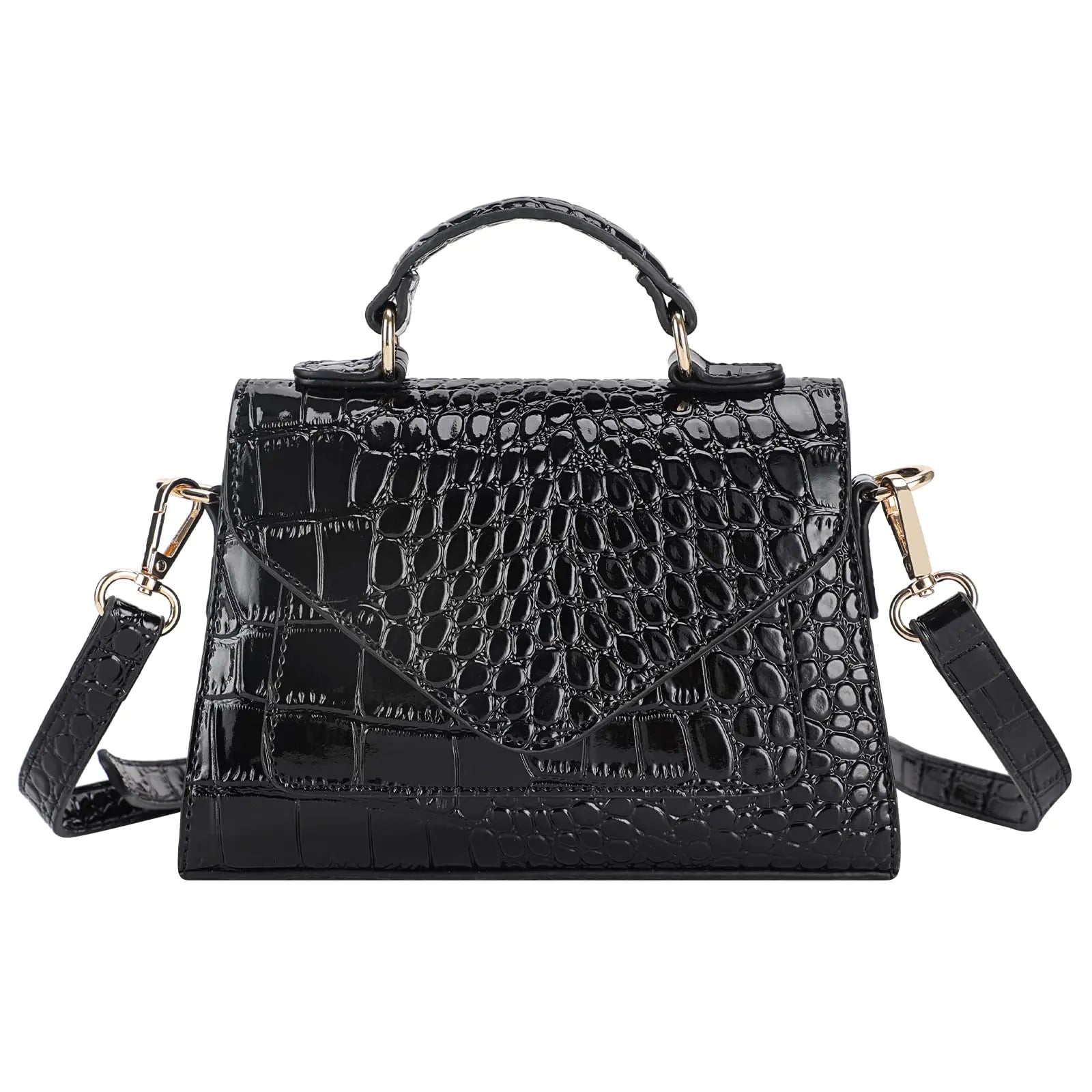 FAMYPAL Small Crossbody Shoulder Bags for Women Trendy Mini Purse for Phone Womens Top Handle Handbags Vegan Leather Black