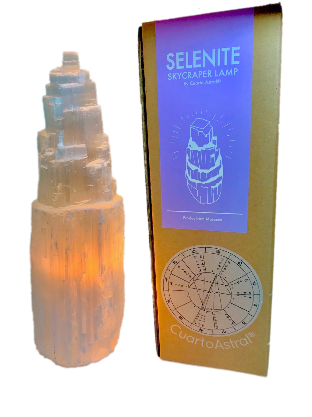 Selenite Crystal Skyscraper Lamp Prime | Mystic Mood