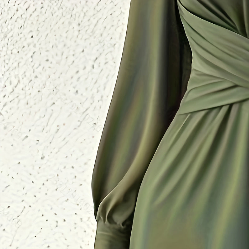 Elegant Cross V-Neck Jumpsuit | Mystic Mood Women’s Wide-Leg Pantsuit Women's Elegant Jumpsuit With Cross V-Neck & Long Sleeve Solid Color Belted For Office And Formal