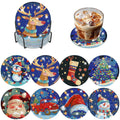 RICUVED 8 Pcs Diamond Painting Coasters Kits with Holder Christmas Diamond Art Coasters for Adults Beginners 5D DIY Winter Diamond Coasters Snow Diamond Art Painting Kits Craft Supplies